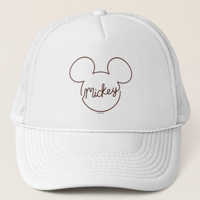 Casquette Mickey Continuous Line Icon Name Graphic (Devant)