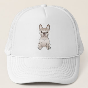 Casquette Mignon Bouledogue Français couleur crème assis