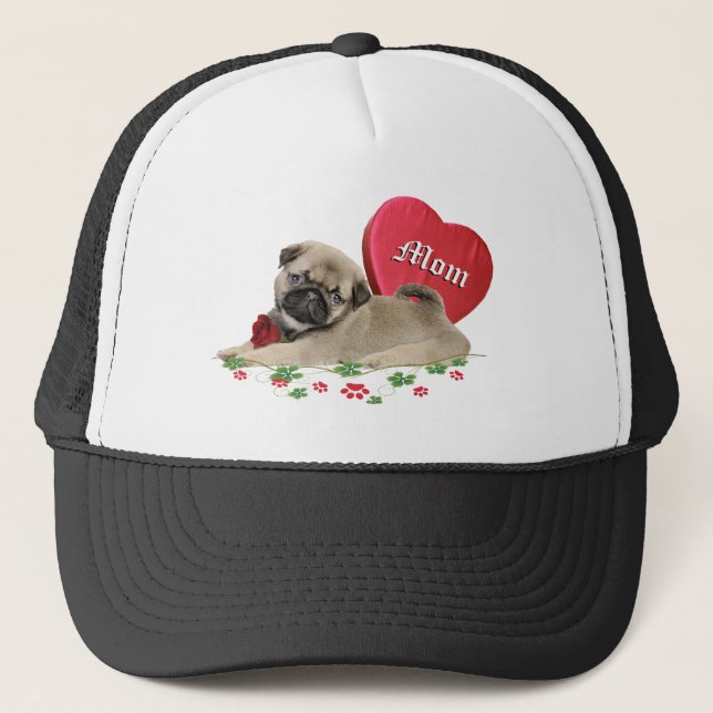 Casquette Mignon chiot de carlin la conception d'une maman (Devant)