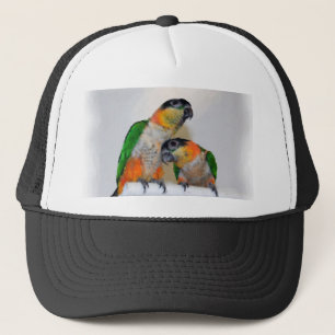 Casquette mignon de paires de perroquet de caïque
