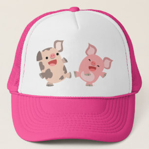 Casquette mignon de porcs de bande dessinée de