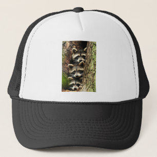 Casquette mignon_drôle_animaux_41 Tronc d'arbre de trois ra