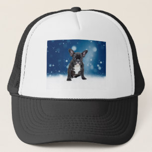 Casquette Mignonne French Bulldog Etoiles de neige Bleu Noël