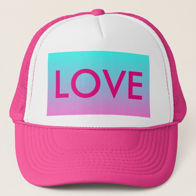 Casquette mignonne girly ombre mermaid rose turquoise aqua b (Devant)