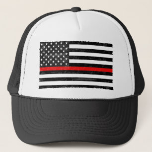 Casquette Mince Red Line Grungy drapeau américain