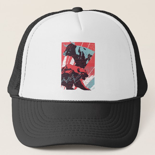 Casquette Minimal Stock Market Bull Bear Chart (Devant)