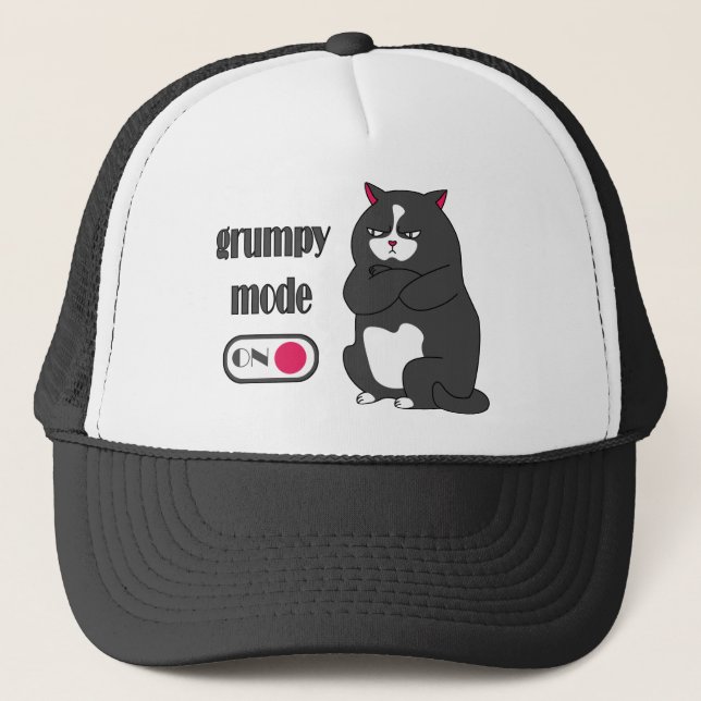 Casquette Mode grumeux sur drôle de gros chat (Devant)