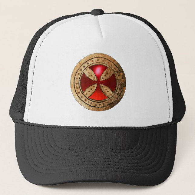 Casquette MODÈLE ANTIQUE CROIX Rouge Ruby Gem (Devant)