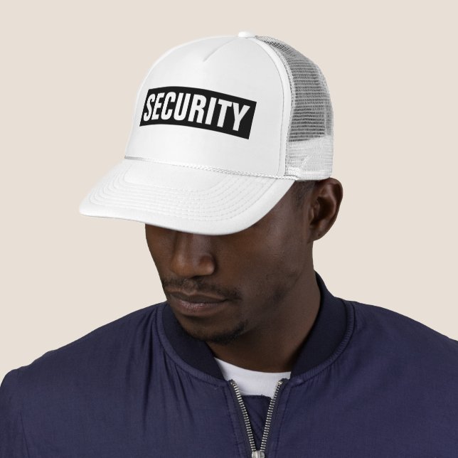 Casquette Modèle de sécurité de texte personnalisé en noir b (En situation)