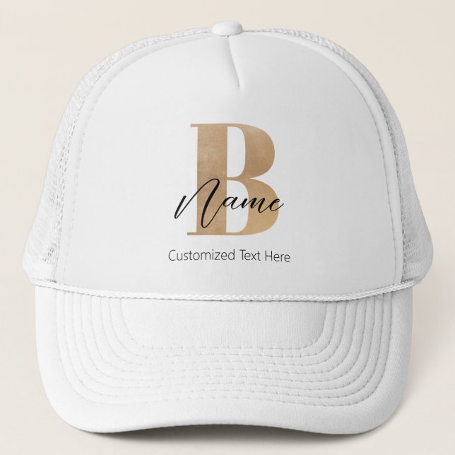 Casquette Modern Monogrammed Initial B & Name Personalized (Devant)