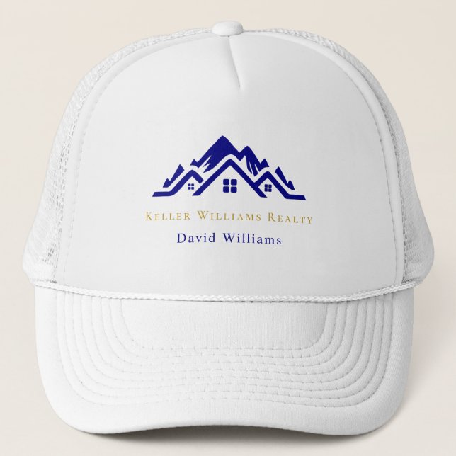 Casquette Modern Real Estate white and gold custom logo  (Devant)