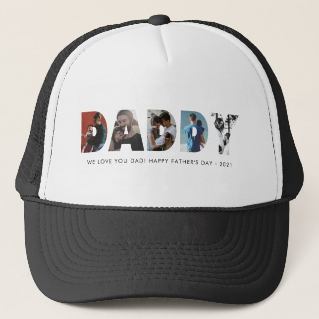 Casquette Moderne DADDY Chic Photo Collage Happy Fête des pè (Devant)
