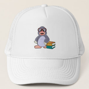Casquette Mole avec lunettes et livres