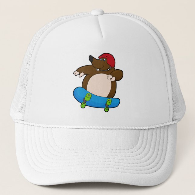 Casquette Mole en Skate avec Skateboard & Casque (Devant)