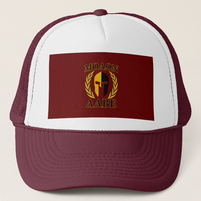 Casquette Molon Labe Spartan Mask Laurels Rouge Bourgogne (Devant)