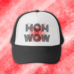 Casquette MOM WOW noir sur rouge