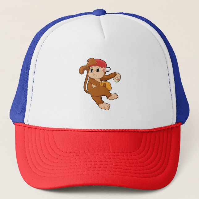 Casquette Monkey at baseball with baseball glove (Devant)