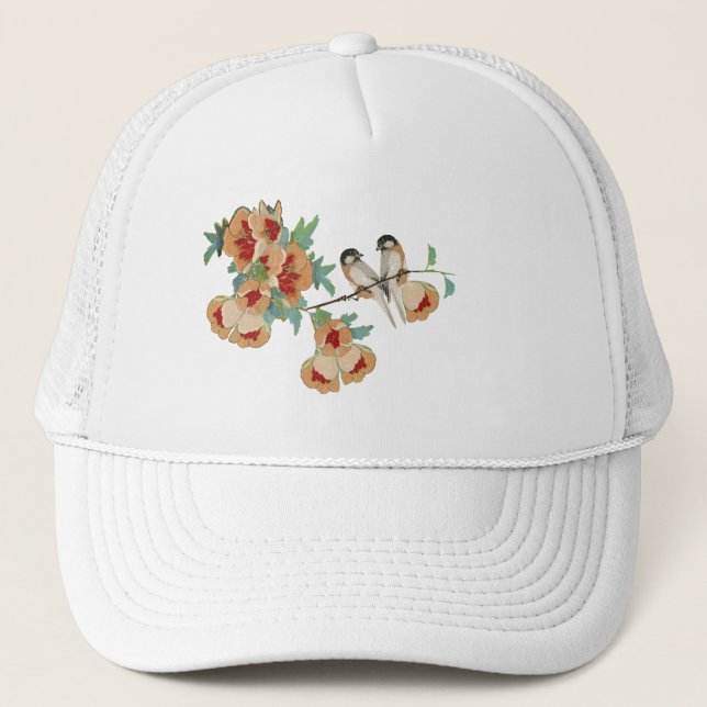 Casquette Monnaie vintage de pêche aux oiseaux amoureux en f (Devant)