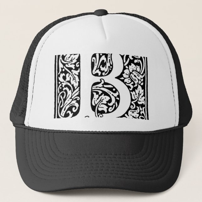 Casquette Monogramme B initial. Nom customisé Modèle floral (Devant)