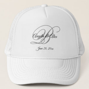 Casquette Monogramme de mariage en écriture fantaisie noire