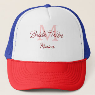 Casquette Monogramme de tribu de mariée simple rouge mini en