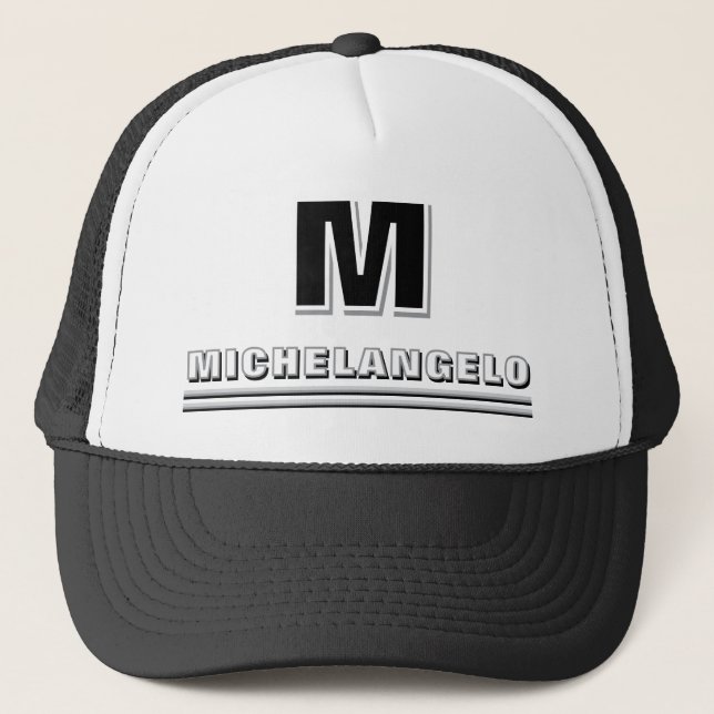 Casquette Monogramme et nom personnalisés noir blanc moderne (Devant)