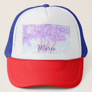 Casquette Monogramme étoile pailleté rose violet ajouter let