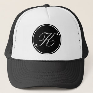 Casquette Monogramme Lettre K Diamants Blancs