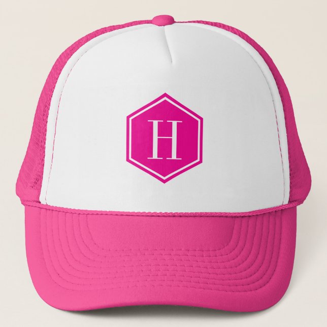 Casquette Monogramme octagon géométrique rose (Devant)