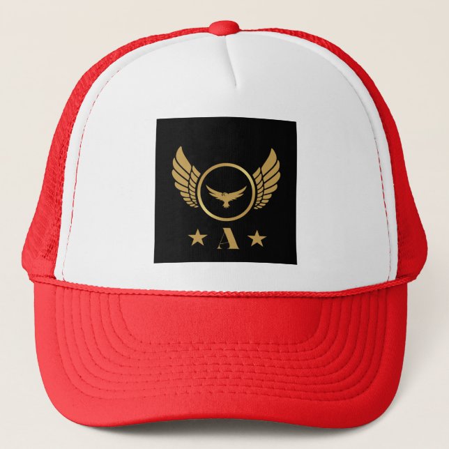 Casquette Monogramme personnalisé lettre A avec aigle élégan (Devant)