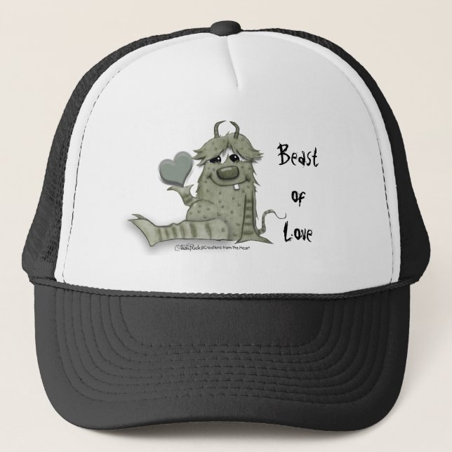 Casquette Monstre vert flou au coeur (Devant)
