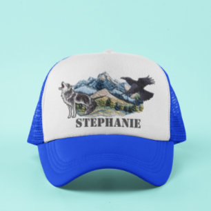 Casquette Montagnes Faux Patches Wolf Raven Personnalisé