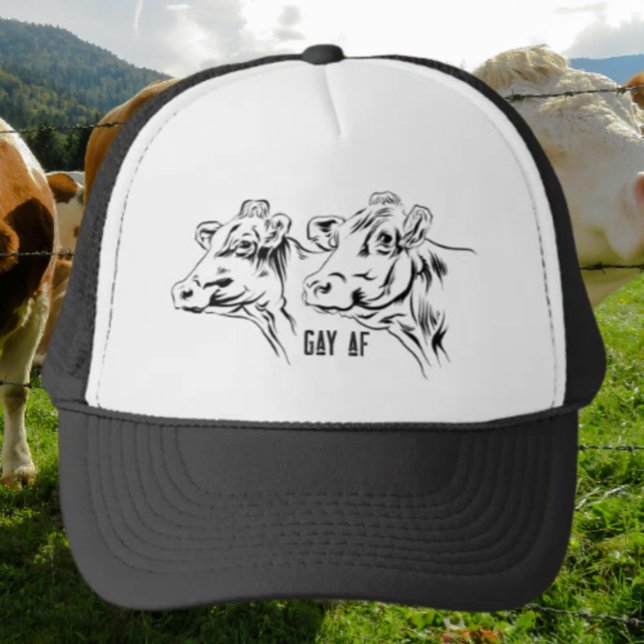 Casquette Moo Gay AF noir et blanc (Créateur téléchargé)