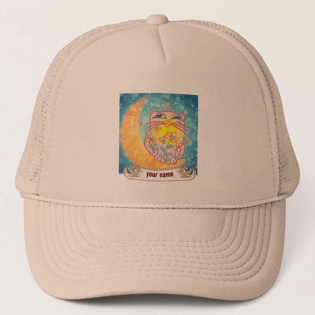 Casquette Moon Flowers chat (Devant)