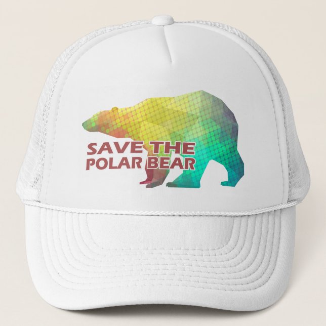 CASQUETTE MOSAÏQUE COULEUR OURS POLAIRE (SAUVEGARDER L'OURS  (Devant)