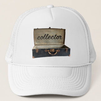 Casquette Mot de collectionneur sur ancienne malle antique v
