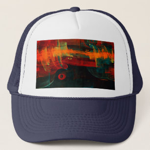 Casquette Motif d'art abstrait moderne orange bleu eau rouge