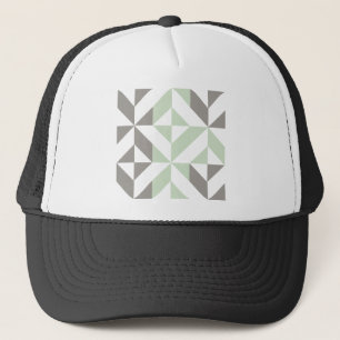 Casquette Motif de cube géométrique Sage Green et Silver