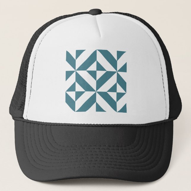 Casquette Motif de cube vert géométrique profond Turquoise (Devant)