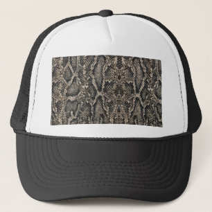 Casquette motif de peau de serpent brun  