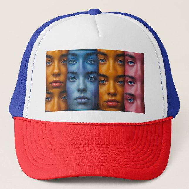 Casquette Motif des faces colorées (Devant)