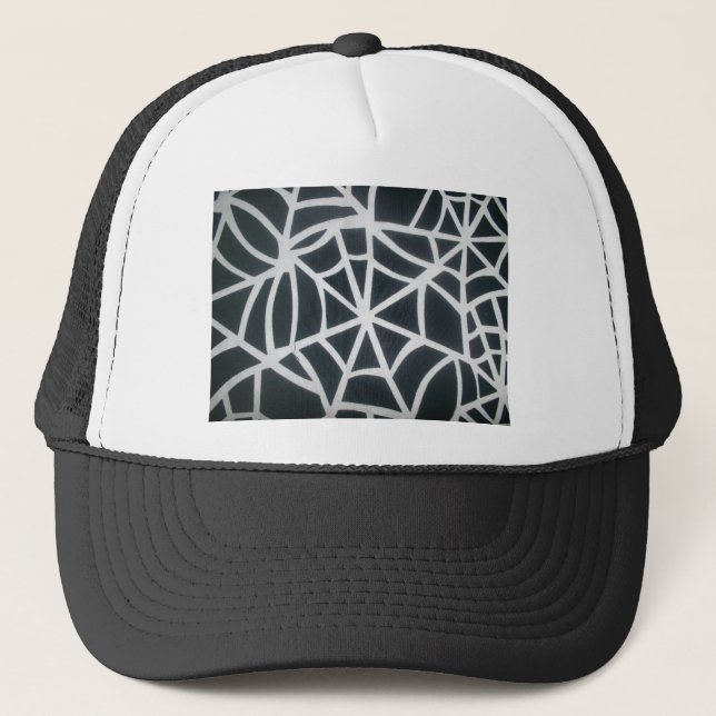 Casquette Motif géométrique Gras noir et blanc Spider Web (Devant)