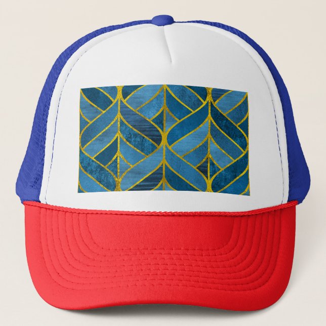 Casquette Motif Gold Blue Grunge (Devant)