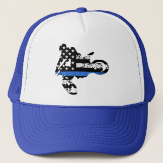 Casquette motocross motocross motocycle cop mince ligne bleu