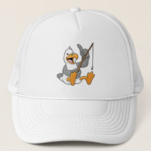 Casquette Mouette à pêche avec bâton de pêche
