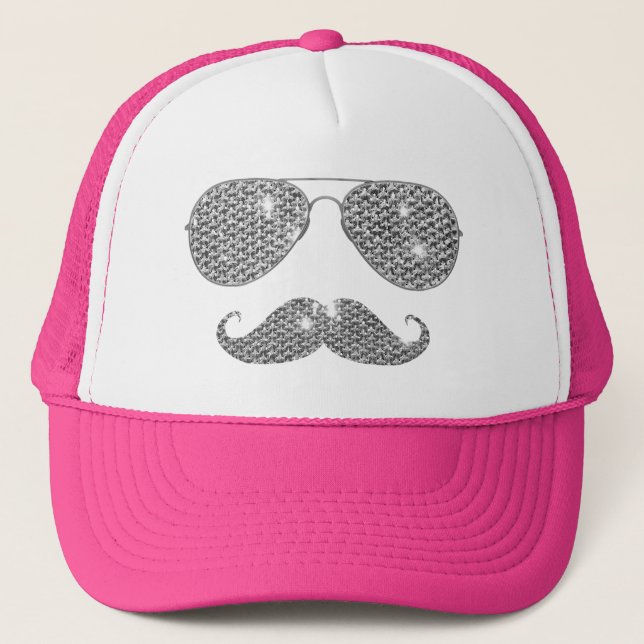 Casquette Moustache drôle de diamant avec des verres (Devant)