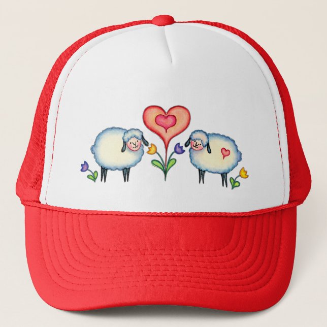 Casquette MOUTONS et COEURS par SHARON SHARPE (Devant)