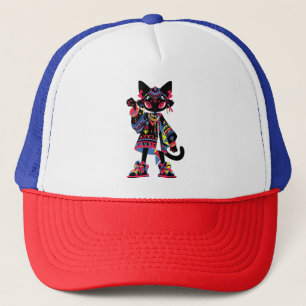 Casquette Mystic Kawaii Chat - Colorful Tribal Spirit Tee