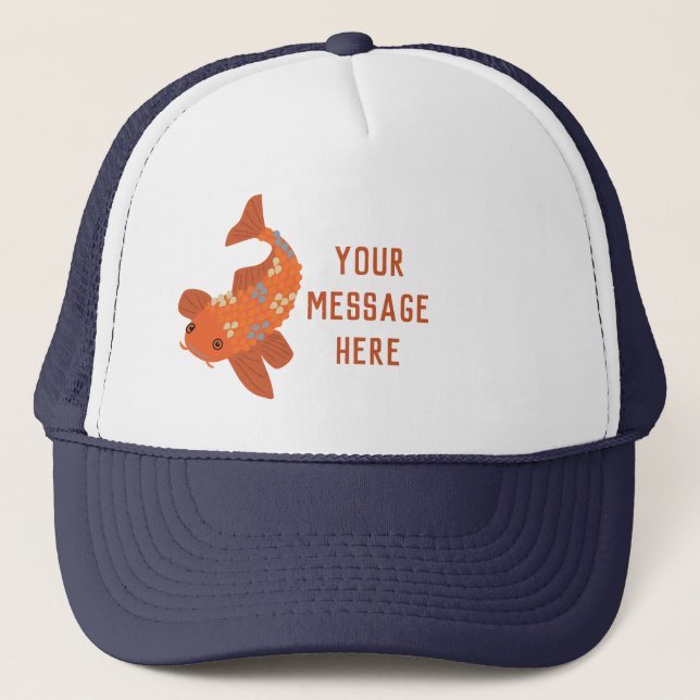 Casquette Natation personnalisée Orange Koi Goldfish (Devant)
