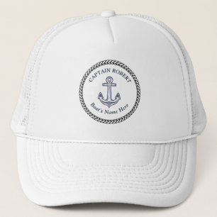 Casquette Nautical Marine Blue Boat Nom Ancre Corde Trucke